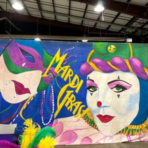 Mardi Gras New Orleans Mask Backdrop for Party Rentals and Corporate Special Events HiresMardi Gras New Orleans Mask Backdrop