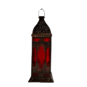 Moroccan Lantern Glass Large Red