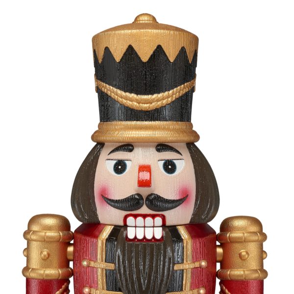 Close up of face of Life-size statue of a Nutcracker Toy Soldier