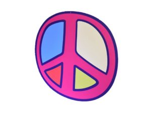 Iconic peace graffiti and Retro sayings and symbols of the 1960s and 1970s