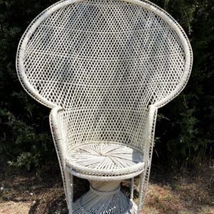 White Chair with large peacock or fan back