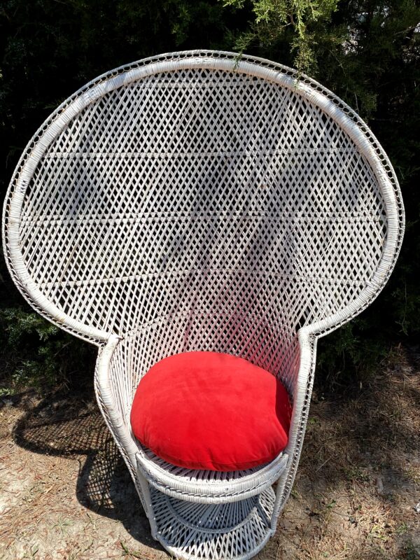 White Wicker Chair with a Fan back
