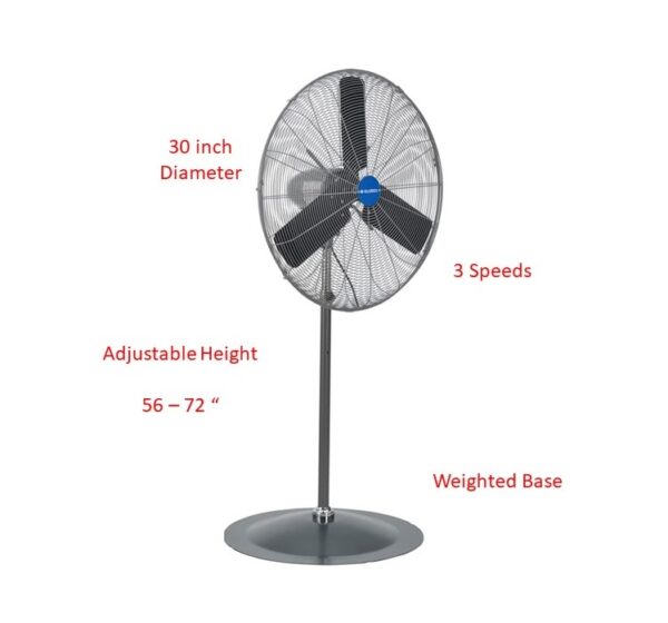 Electric Fan on pedestal for cooling with measurement dimensions
