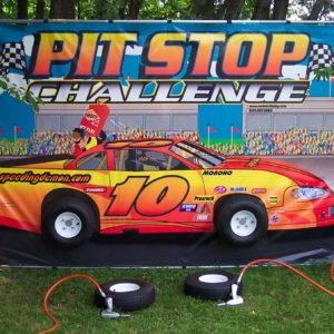 Pit Stop Challenge Tire Changing Race Game for Sports Racing Party Rentals and Corporate Special Events Hires