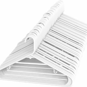 Set of 50 white plastic coat hangers