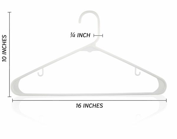 Plastic Coat Hanger with dimensions in inches