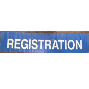Registration Blue Banner Sign
