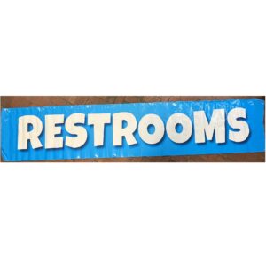 Restrooms Blue Banner Sign