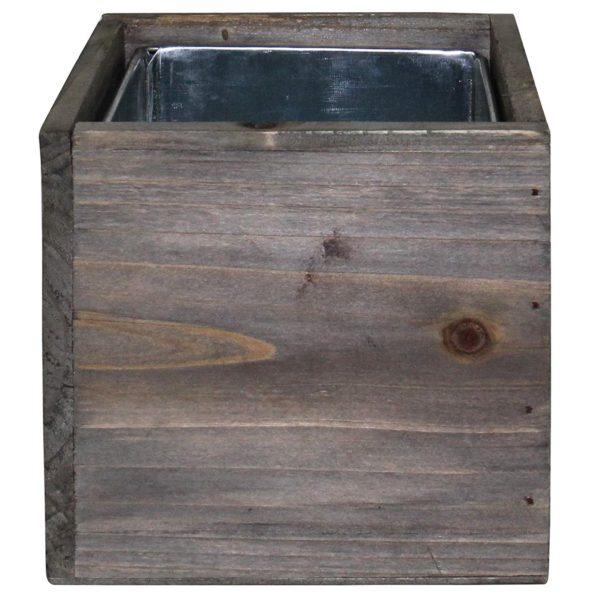 Rustic Wood Planter Box Cube Small 4x4 inch