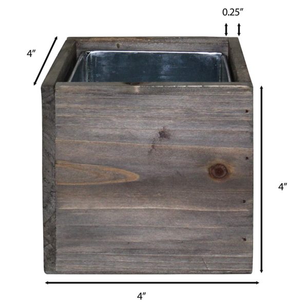 Rustic Wood Planter Box Cube Small 4x4 inch