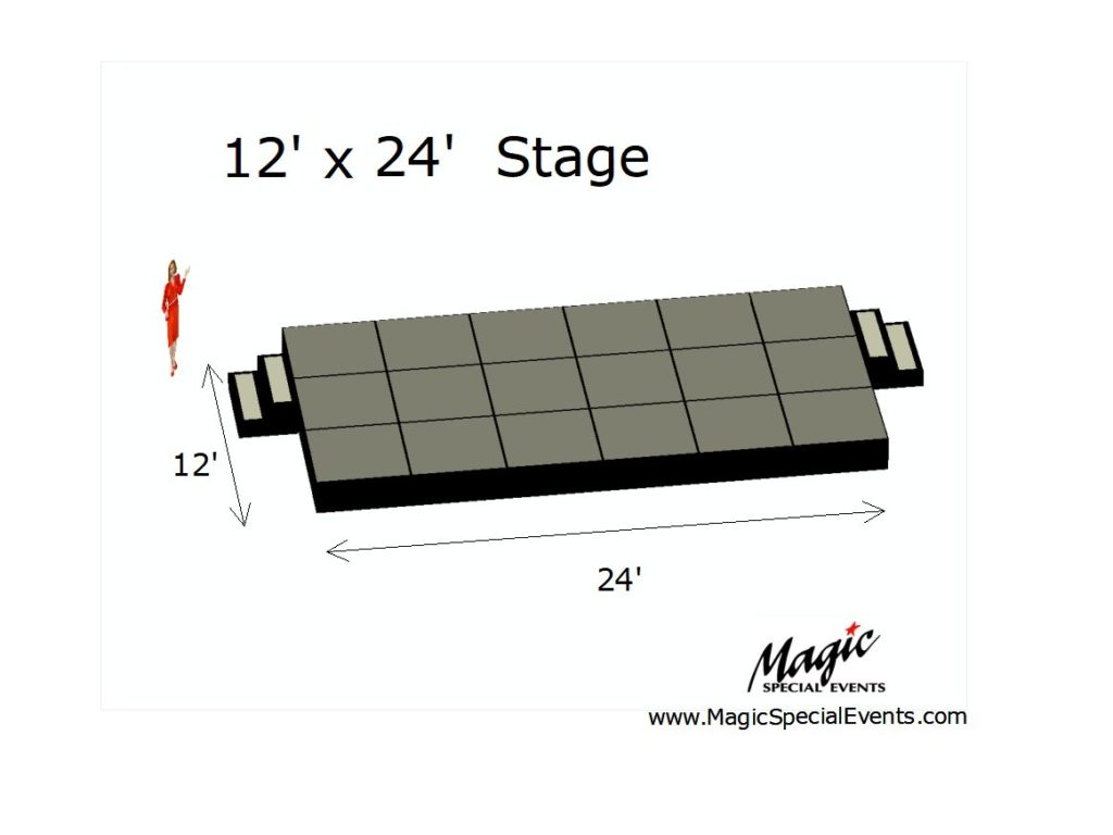 STAGE or PLATFORM INSTALLATION 12′ X 24′ (Feet) TALL – 6″ – 29″ (Height)