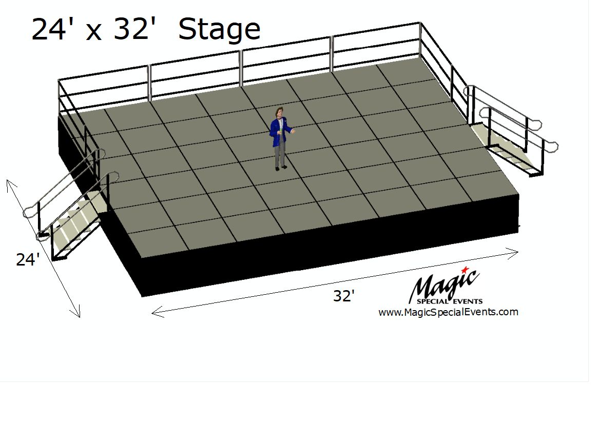 Stage Platform Riser 24×24 feet Tall for Corporate Events Party Rental