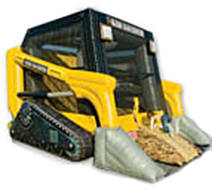 Photo of an amusement inflatable bouncer shaped like a front end loader for construction
