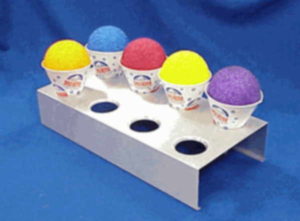 Photo of a serving tray of different flavor snow cones