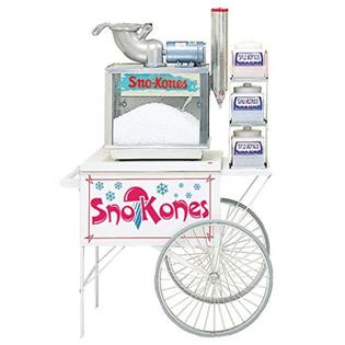 Photo of a white snow cone cart