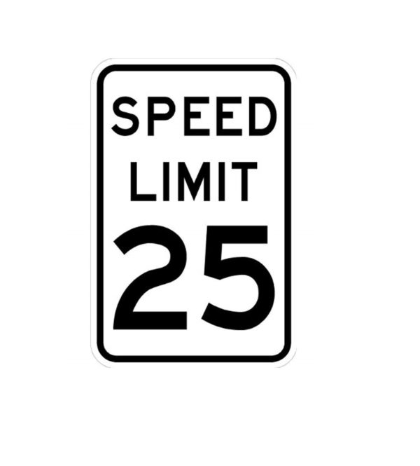 Speed Limit Traffic Sign 25 mph rectangular black and white