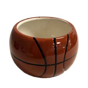 Sports Container Basketball Orange and Black Ceramic