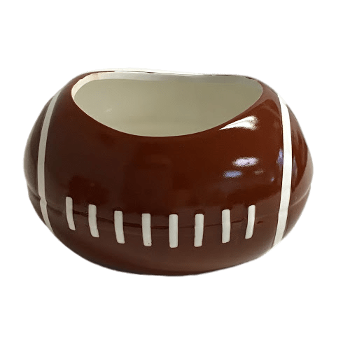 Sports Container Football Brown and White Ceramic