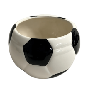 Soccer Container Soccer Ball White and Black Ceramic