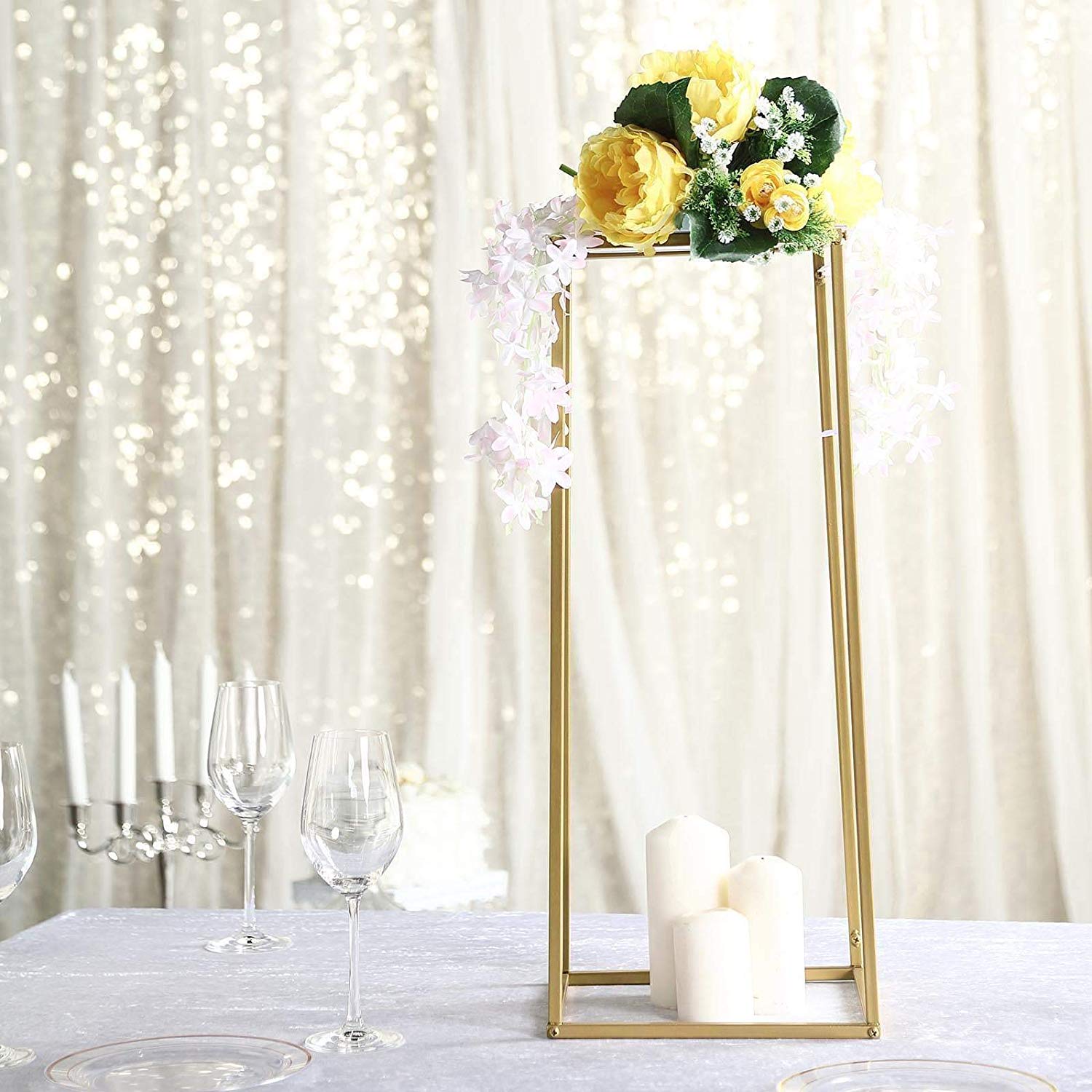 Gold Metal Floral Stand - Wedding Rentals NC