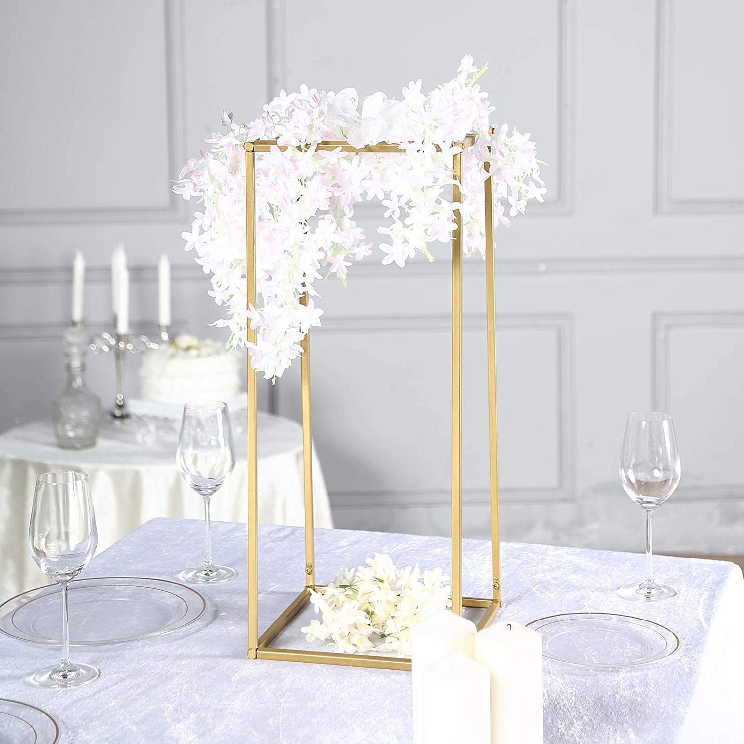 FLORAL PLANT STAND OPEN METAL COLUMN GOLD | Magic Special Events ...
