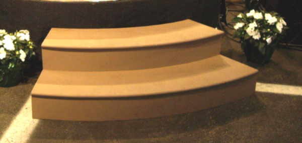 Special two 2 wood step round or curved stage or platform steps for party rentals