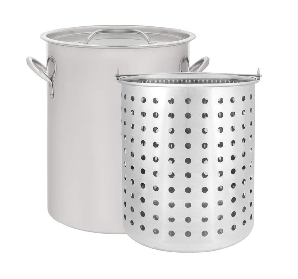 Large Stock Pot 100 quart qt and Steamer Basket and Lid for Catering Party Rentals and Corporate Special Events Hires