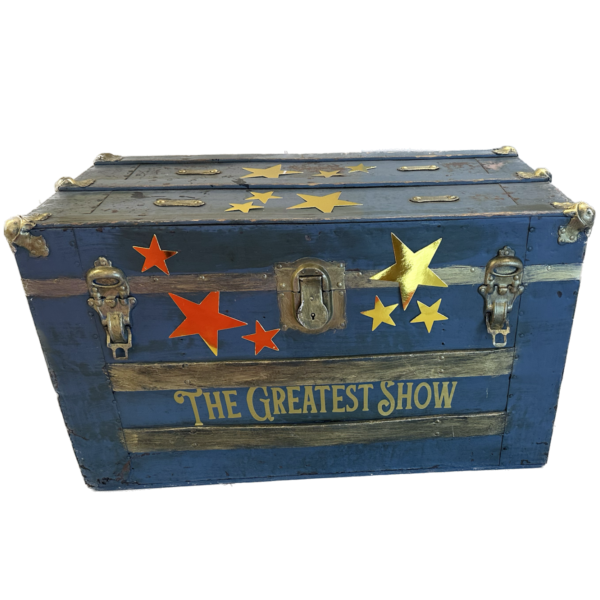 Trunk Blue Gold Circus Magic Greatest Show Magic Special Events Richmond Virginia