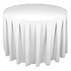 White Table Skirting on a Round Table