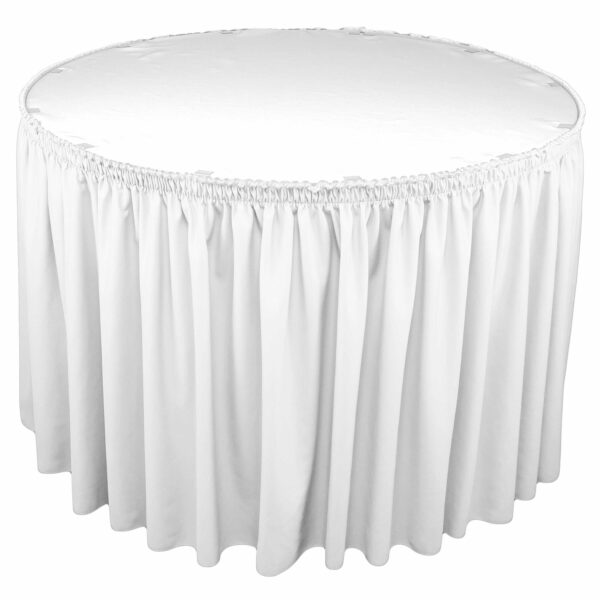 White Linen Table Skirt around a round table