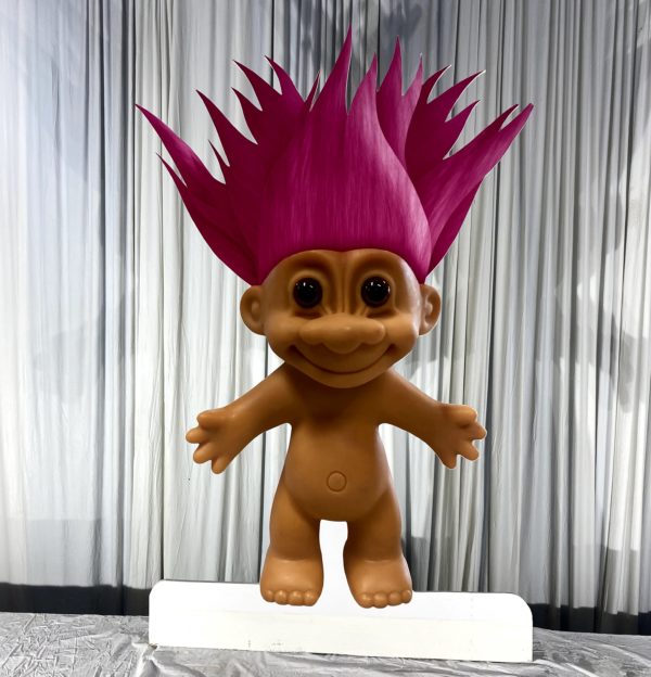 Troll Doll with Pink Hair Cutout Prop for 1960s 1970s and 1990s Theme Party Rentals