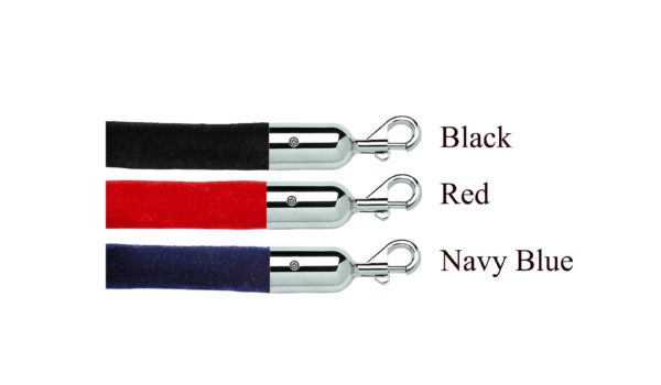 Color Choices for Velvet or Velour Rope for Stanchions Red for party rentals or corporate events