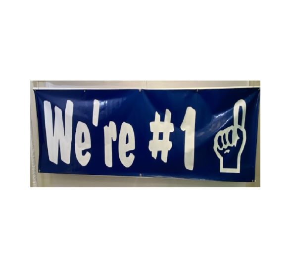 We're Number 1 One Sports Team Spirit Banner for Party Rentals and Corporate Special Event Hires