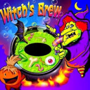 Halloween Carnival Game with Comical Witch at her cauldron