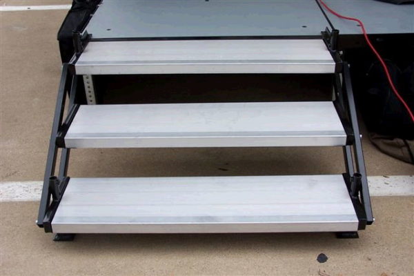 Three 3 step adjustable stairs with for platforms or stages